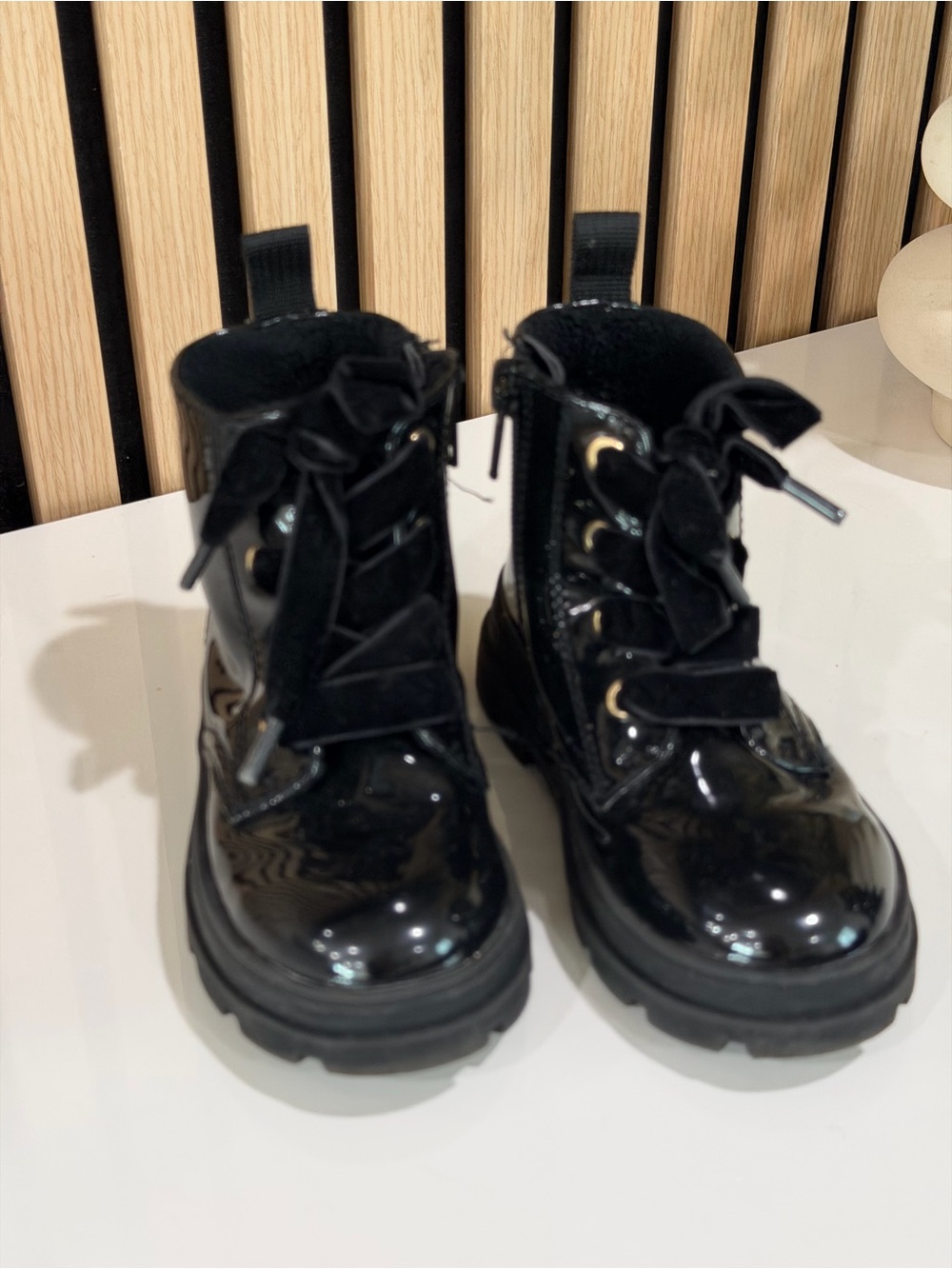 Toddler H&M Black Combat Boots with Zipper, Size 8.5